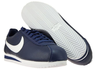 749571-414 Nike Cortez Classic Leather Midnight Navy/White