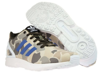 BB2174 adidas ZX Flux Camo Umber / Blue / White