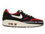 555766-004 Nike Air Max 1 Black / White-University Red-White