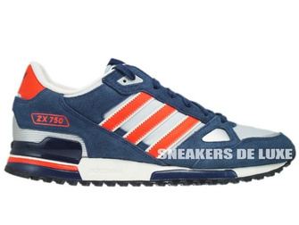 Q35491 Adidas ZX 750 Originals Light Grey/Infrared/New Navy