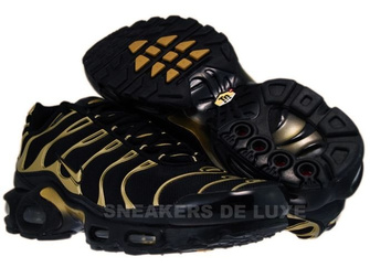 Nike air max plus gs tn black metallic gold best sale