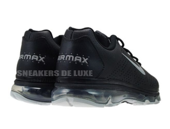 456325-090 Nike Air Max 2011+ LEA Black Metallic Silver