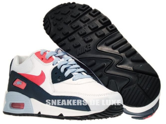 345017-117 Nike Air Max 90 White/Atomic Red-Armory Navy-Light Armory