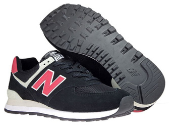 New Balance ML574SMP Black with Pomelo