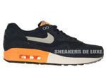 512033-400 Nike Air Max 1 Premium Dark Obsidian / Metallic Silver – Atomic Orange